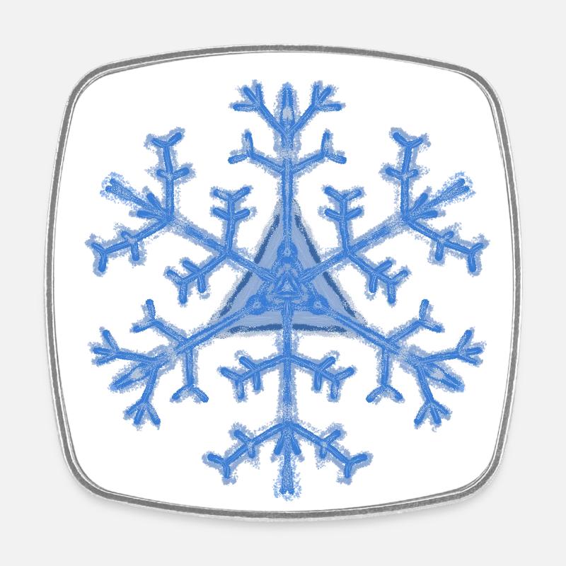 Schneeflocke Design Pulli, Wintermotiv, Eiskristal - Viereckiger Kühlschrankmagnet - Weiß
