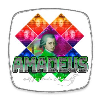 Mozart Pop-Art | Wolfgang Amadeus Mozart Geschenk - Viereckiger Kühlschrankmagnet - Weiß - Vorne