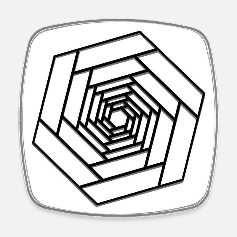 Hexagon infinite design - Square fridge magnet - white