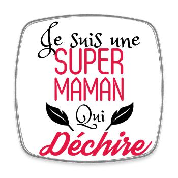 Super maman qui déchire - Magnet carré - blanc - Devant