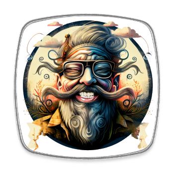 HappyOldHippieMan - Viereckiger Kühlschrankmagnet - Weiß - Vorne