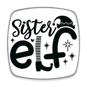 Sister Elf Schwester X-Mas Christmas Elfe Mädchen - Viereckiger Kühlschrankmagnet - Weiß - Vorne