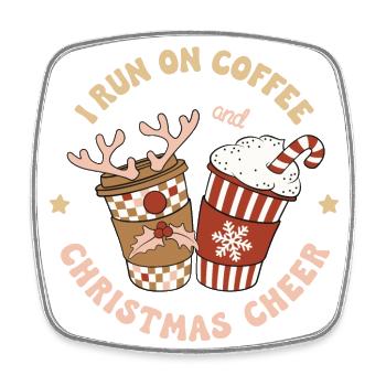 Kaffee Weihnachten Spruch Coffee Christmas Cheer - Viereckiger Kühlschrankmagnet - Weiß - Vorne