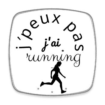 J'eux Pas J'Ai Running noir - Magnet carré - blanc - Devant