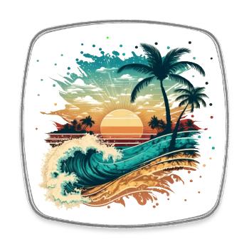 Tropical surf beach - Square fridge magnet - white - Front