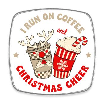 Weihnachten Kaffee Spruch Coffee Christmas Cheer - Viereckiger Kühlschrankmagnet - Weiß - Vorne