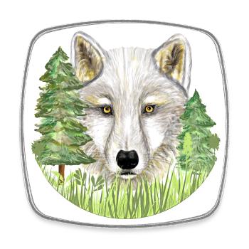 Wolf - Viereckiger Kühlschrankmagnet - Weiß - Vorne