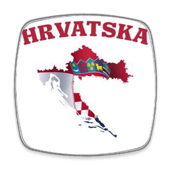 Kroatien Flagge Landkarte - Viereckiger Kühlschrankmagnet - Weiß - Vorne