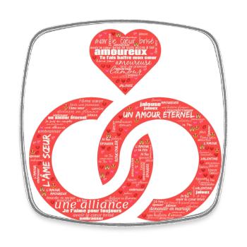 Valentine jour WordArt typography - Magnet carré - blanc - Devant