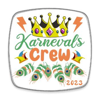 Karnevals Crew 2023 | Krone und Pfauenfedern - Viereckiger Kühlschrankmagnet - Weiß - Vorne