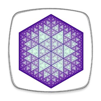 Sierpinski Hexagon Stern - Viereckiger Kühlschrankmagnet - Weiß - Vorne