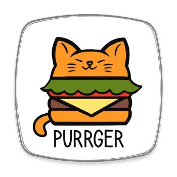 Purrger - Magnet carré - blanc - Devant