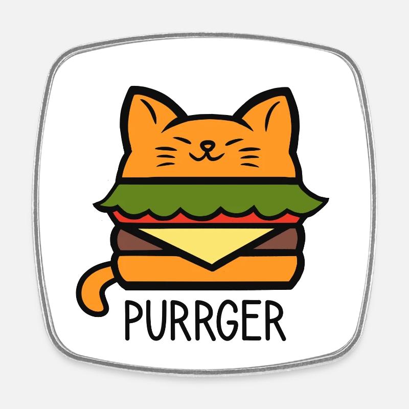 Purrger - Magnet carré - blanc
