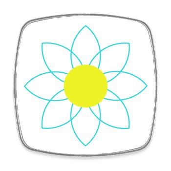 Fleur bleue et jaune - Magnet carré - blanc - Devant
