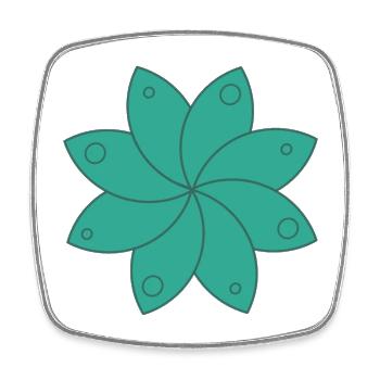 Fleur géométrique verte - Magnet carré - blanc - Devant