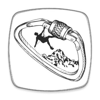 Climber in carabiner - Square fridge magnet - white - Front