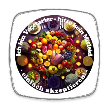 Vegetarier essen kein Fleisch - Viereckiger Kühlschrankmagnet - Weiß - Vorne