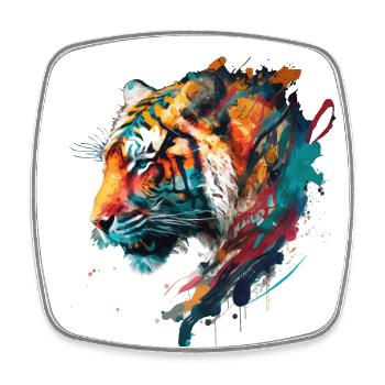 Tigerkopf im Profil Geschenk - Viereckiger Kühlschrankmagnet - Weiß - Vorne