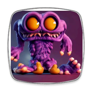 Little purple terror - Square fridge magnet - white - Front