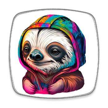 Baby Sloth Face Graffiti - Magnet carré - blanc - Devant