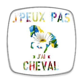 J Peux Pas J ai cheval - Magnet carré - blanc - Devant