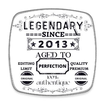 Aged to perfection 2013 vintage - Square fridge magnet - white - Front