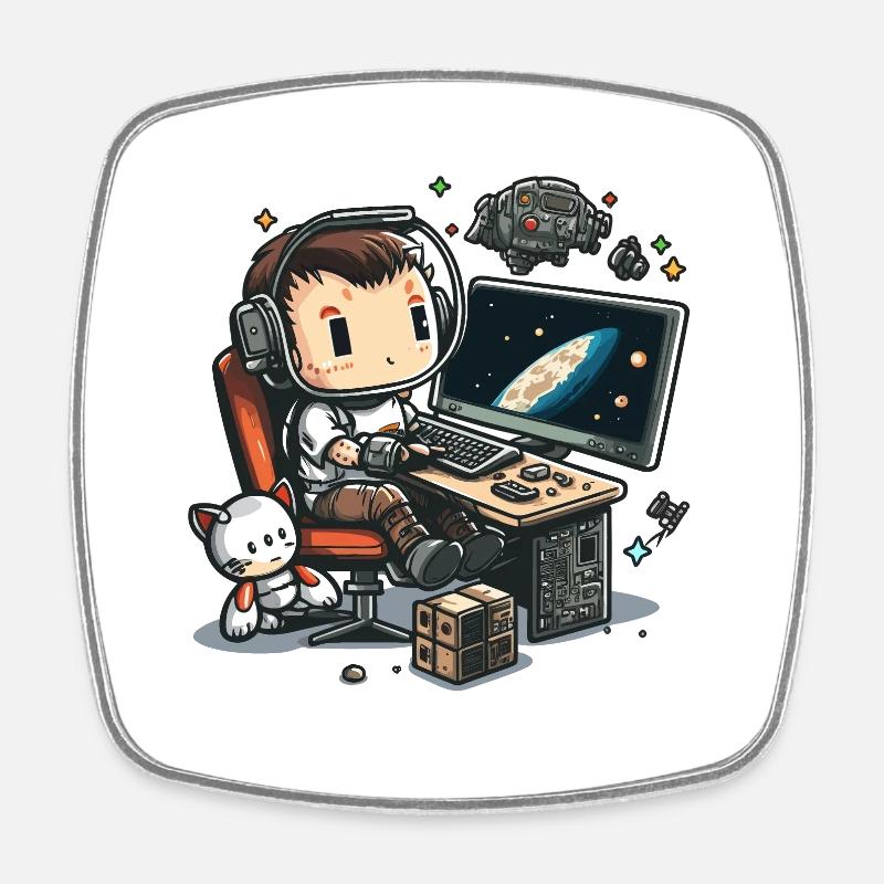 Cosmic Coding - Square fridge magnet - white