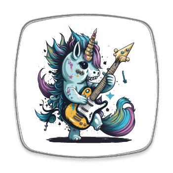 Licorne Rockin - Magnet carré - blanc - Devant