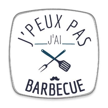 J peux pas j ai barbecue - Magnet carré - blanc - Devant