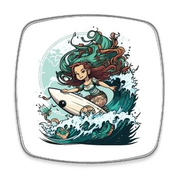 Sirène de surf - Magnet carré - blanc - Devant