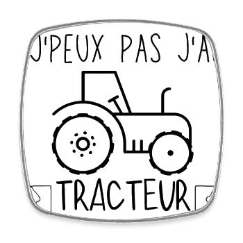 J peux pas j ai Tracteur - Magnet carré - blanc - Devant