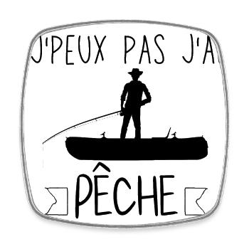 J peux pas j ai Pêche - Magnet carré - blanc - Devant