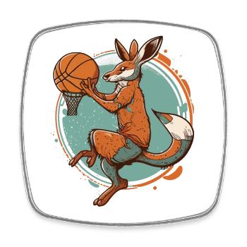 Hoops Star Kangaroo - Square fridge magnet - white - Front