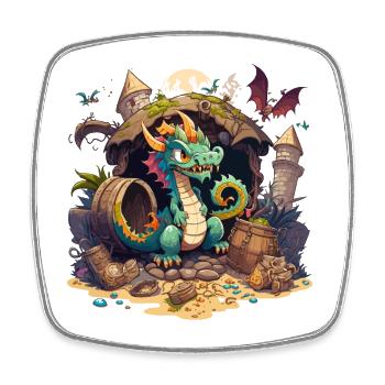 Le trésor des dragons - Magnet carré - blanc - Devant