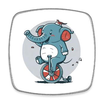 Unicycle Elephant - Square fridge magnet - white - Front