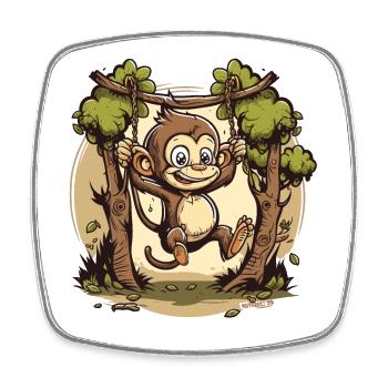 Swinging Monkey - Square fridge magnet - white - Front