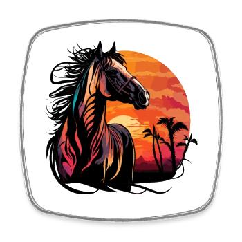 Sunset Stallion - Square fridge magnet - white - Front
