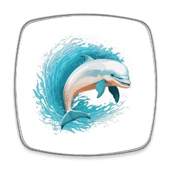 Dolphins playful jump - Square fridge magnet - white - Front