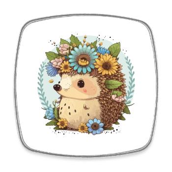 Hérisson de la couronne de fleurs - Magnet carré - blanc - Devant