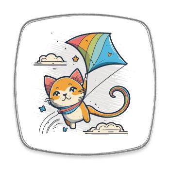 Up in the Sky avec Kitty - Magnet carré - blanc - Devant