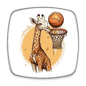 Giraffe on the Court - Square fridge magnet - white - Front