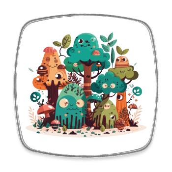 The Chatty Forest - Square fridge magnet - white - Front