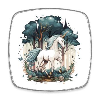 The Enchanted Unicorn - Square fridge magnet - white - Front