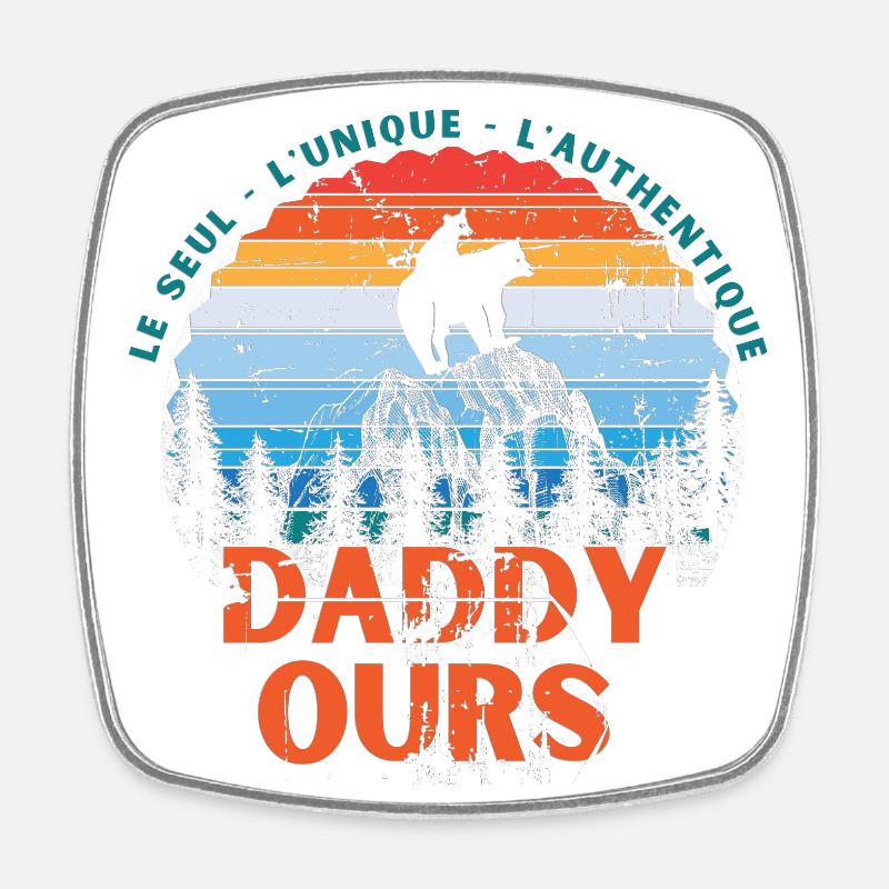 Daddy Ours - Magnet carré - blanc
