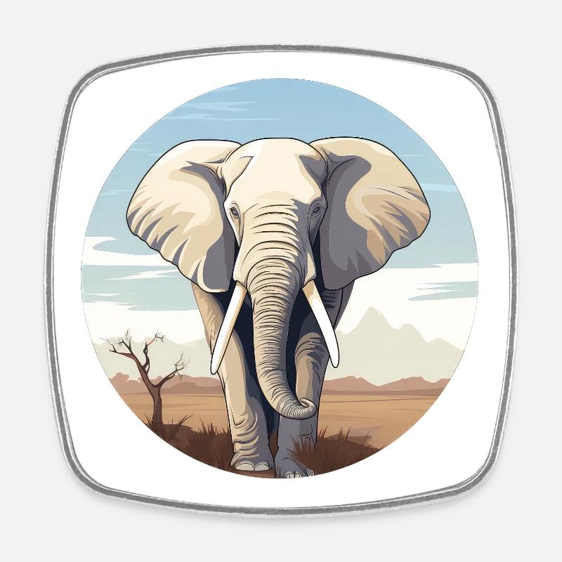 Elefant - Viereckiger Kühlschrankmagnet - Weiß