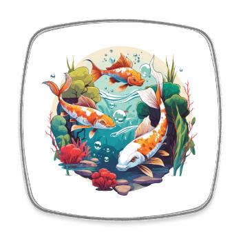 Koi Wonderland - Square fridge magnet - white - Front