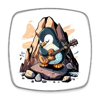 Rockin Penguin - Square fridge magnet - white - Front