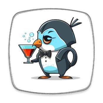 Fancy Penguin - Square fridge magnet - white - Front