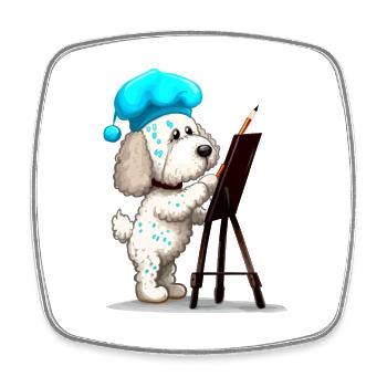 Chien arty - Magnet carré - blanc - Devant