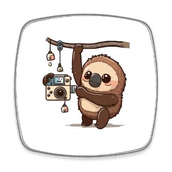 Photography Sloth - Square fridge magnet - white - Front
